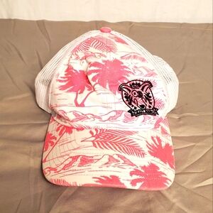 Pink Floral Leaf Print White Loco Crazy Room Ball Cap Hat Small